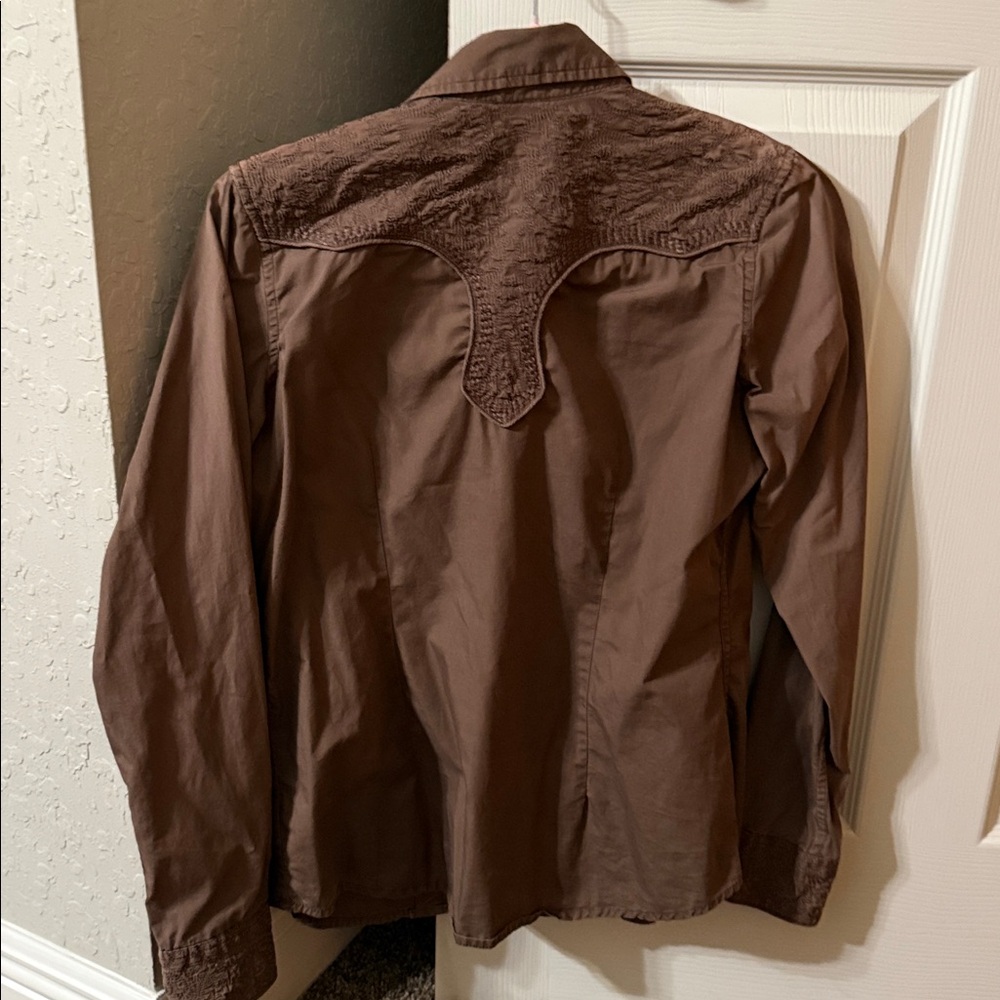 Brown Western Style button down fitted shirt - image 5